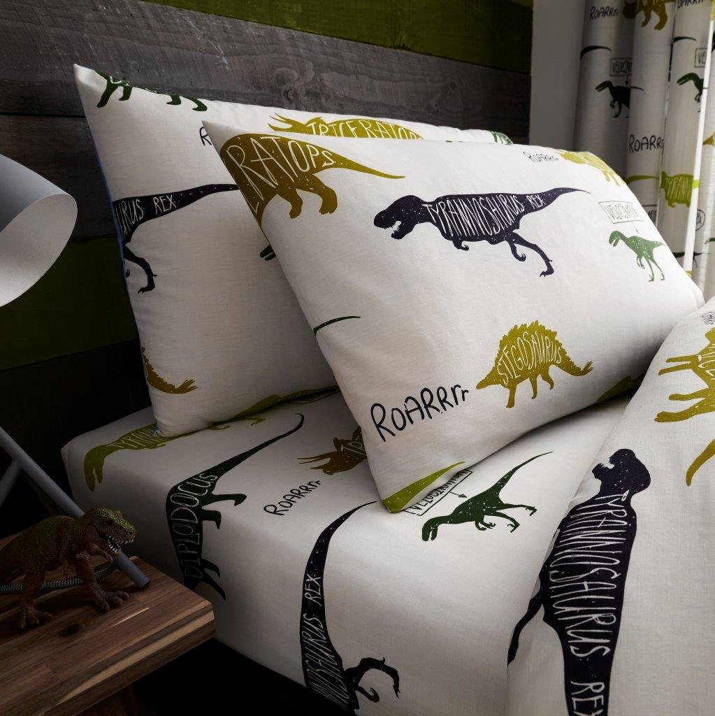 Gaveno Cavailia Kids Panel Sheet Set Dino Single Children Character Bedding 2 Piece Printed Easy Care Bedlinen 1 Fitted Bedsheet and 1 Matching Pillow Case