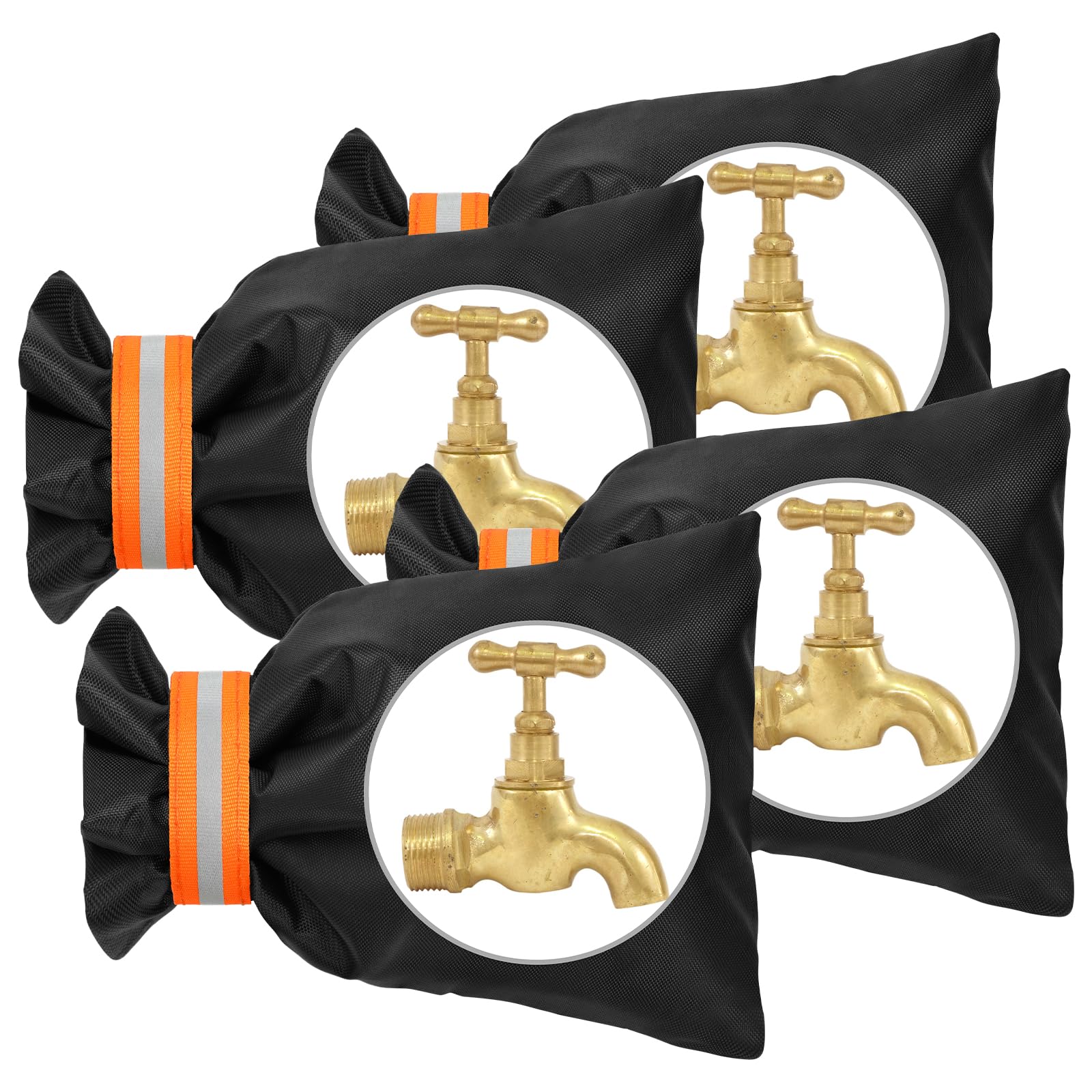 OFFCUP Outside Tap Covers for Winter, 4pcs Thickened Outdoor Tap Cover, Large Outdoor Tap Cover Large Insulated Protector Outdoor Faucet Covers for Winter from Freezing Bursting (Orange)