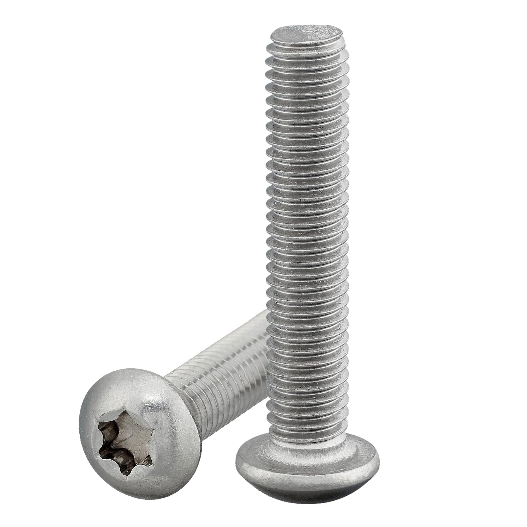 Rounded Head Metal Bolt Screws with Hexalobular Socket/Torx (ISR, TX) according to Standard: ISO 7380-1 Stainless Steel A2 V2A Full Thread Round Head Flat Head Screws (Pack of 10, M8 x 60 mm)
