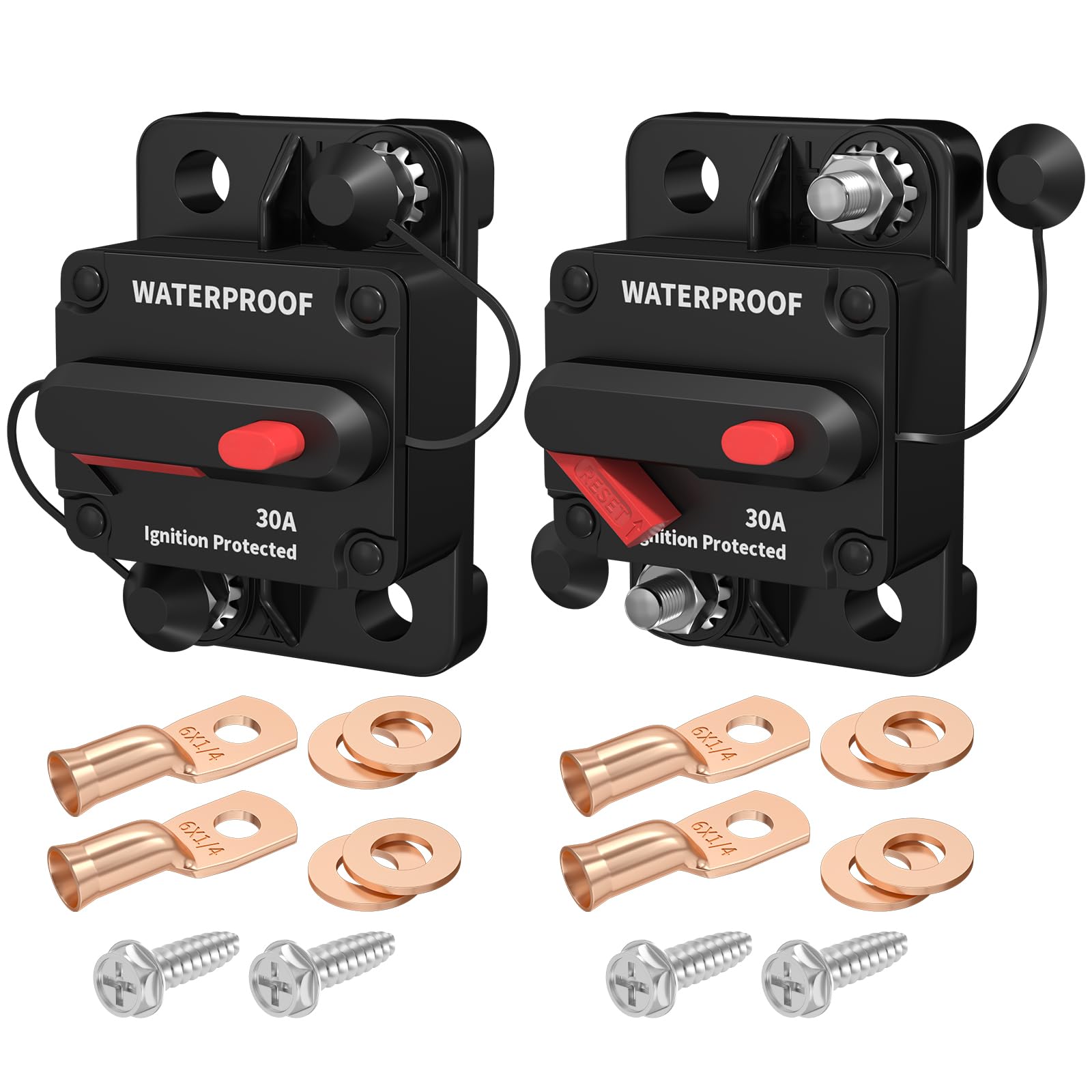 Photo 1 of DaierTek 30 Amp Circuit Breaker 12V Marine Circuit Breaker 30A Resettable Fuse Circuit Breakers DC 12 Volt Waterproof for Automotive Car RV Boat -2Pack