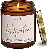 Winter Candle, Christmas Candles Scented - w/Orange, Cinnamon & Vanilla - Infused with Essential Oils I Winter Candles I 9oz, 50Hr, Made in USA
