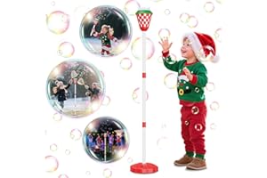 MLDKA Christmas Bubble Machine for Kids, Garden Lamp Bubble Toy with Colorful Lighting and Music for Toddlers, Rechargable Bubbles Blower Maker Outdoor Toys for Christmas Birthday Wedding Party (Red)