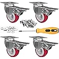 ABSLIMUS 2 inch Casters Load 800lbs, Set of 4 with Brake, Advanced Polyurethane (PU) Floor Protection, Noise-Free 360 Degree 