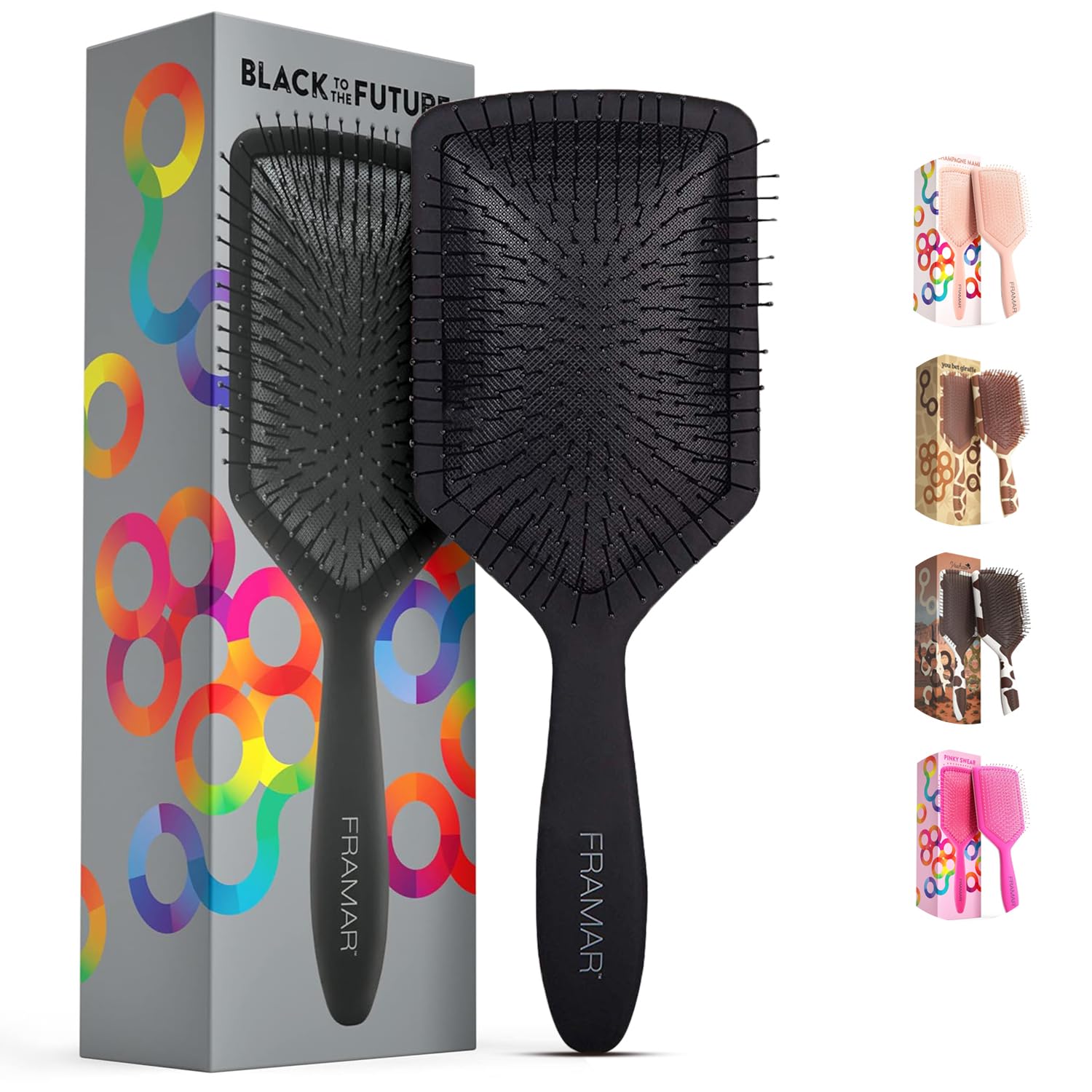 FRAMAR Paddle Hair Brush Women – Wet Hair Brush Detangler, Hairbrushes For Women, Paddle Brush, Hairbrush, Effective Detangling – Reduces Hair Breakage and Frizz - Black