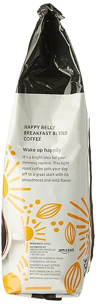 AMAZON BRAND – HAPPY BELLY BREAKFAST BLEND GROUND COFFEE, LIGHT ROAST, 2 POUND (PACK OF 1)