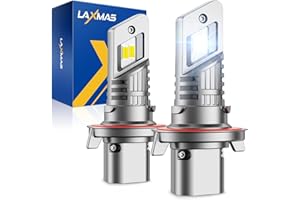 Laxmas H13 28000LM LED Bulbs, 6500K Cool White H13/9008 LED Lights with 15000RPM Cooling Fan, wireless, Real 1:1 Halogen Size Lights, Plug-N-Play, Pack of 2
