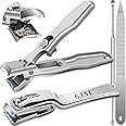 Nail Clippers for Men Thick Nails - Wide Jaw Opening German Nail Clippers for Seniors & Easy Grip 360 Degree Rotary Toenail Clippers for Seniors No Splash Mess Free Self Collecting Nail Cutter