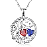 AENEAS Tree of Life Necklace with 2 Birthstone Sterling Silver Tree of Life Pendant Jewelry Gifts for Women