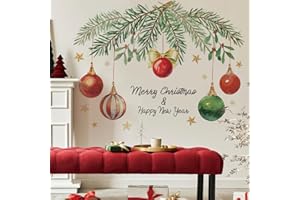 CLOTHMILE Merry Christmas Wall Decals Happy New Year Wall Stickers Removable Light Ball Wall Decals Decor for Xmas Holiday Party Supplies Home Decor