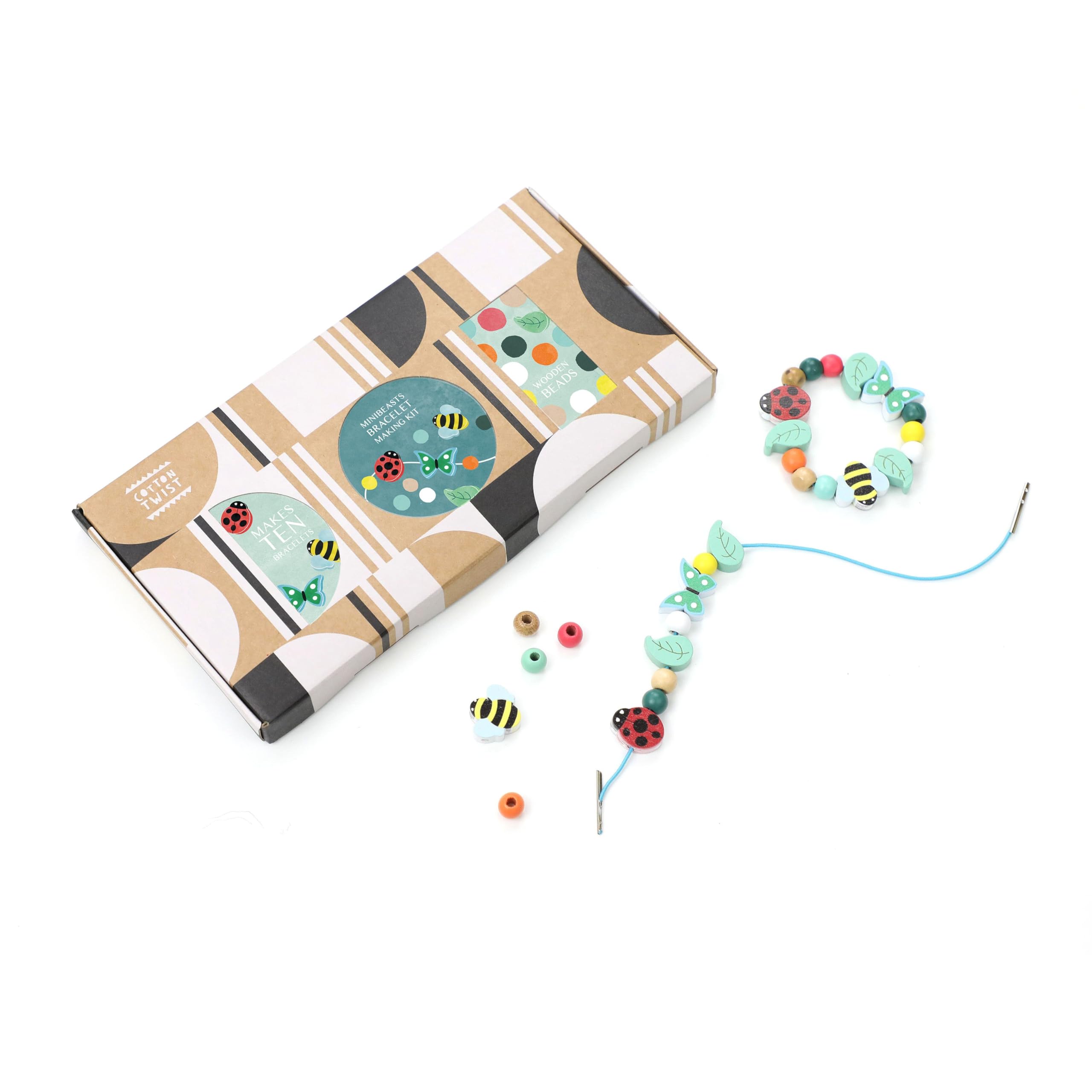 COTTON TWIST Kids Minibeast Bracelet Making Craft Kit - Children Creative Beading Jewellery Designing Play Set Activity Box - Suitable for 3-8 Years