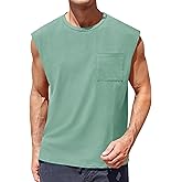 ZIWOCH Mens Sleeveless Tank Tops Workout Cut Off Shirts Muscle Gym T Shirts with Pocket