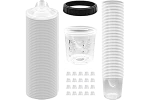 ZOSANY Disposable Paint Spray Gun Cup Liners and Lid System, Paint Mixing Cups for Automotive Paint Gun, 20 Ounce Spray Gun Cup kit with 50 Inner Cups, 50 Lids, 20 Stopper, 1 Outer Cup, 1 Black Circle