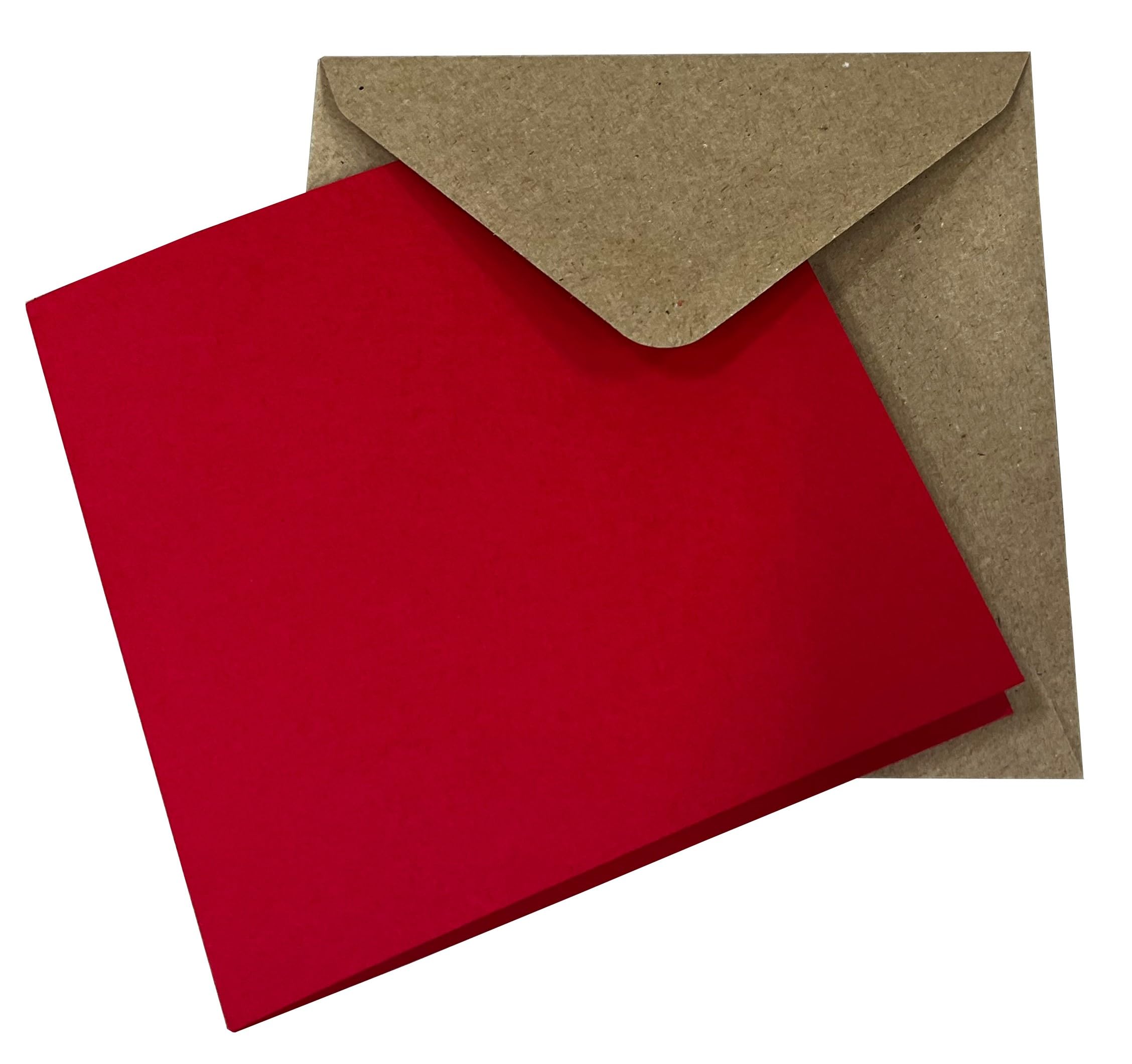 DJP 5x5 Square Creased Blank Red Smooth Cards & Fleck Envelopes - Pack of 50