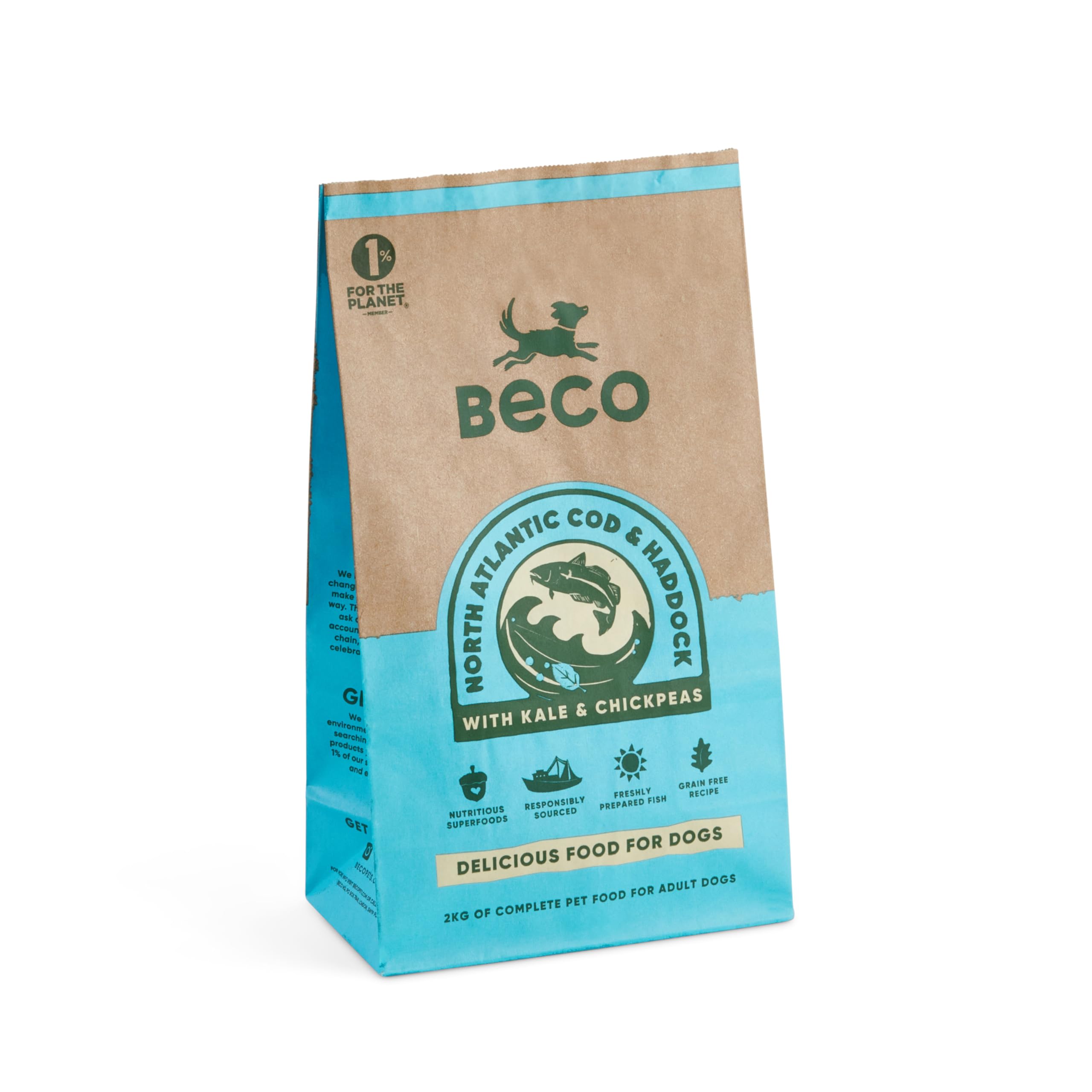 Beco Cod & Haddock with Kale and Chickpeas - 6kg - Natural & Grain Free Complete Dry Dog Food