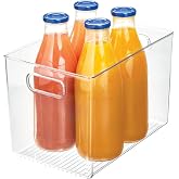 iDesign Linus BPA-Free Plastic Deep Kitchen Storage Bin, Clear | With Handles, 12" x 8" x 7.75"