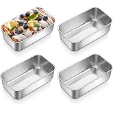 P&P Chef Stainless Steel Mini Bread Loaf Pans, 6.3 x 3.5 Inch, 4 Pieces | Tiny Loaf Pans Tins for Air Fryer & Oven Baking, Id