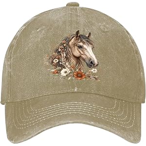 Horse Theme Vintage Washed Cotton Baseball Cap Men Women Adjustable Dad Hat