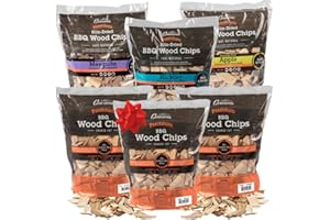 Camerons All Natural Wood Chips for Smoker, 6 Pack - Apple, Bourbon Oak, Cherry, Hickory, Mesquite, Pecan- 260 Cu in Bag, ~2lbs ea - Kiln Dried Coarse BBQ Wood Chips - Barbecue Grilling Xmas Gift Set