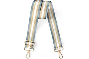 OTCO Purse Straps Replacement Crossbody Straps for Purses,Grey and Gold Wide Shoulder Strap for Bags,Straps Purse,Guitar Strap Purse Luggage Backpack Replacement Nylon for Handbags Women
