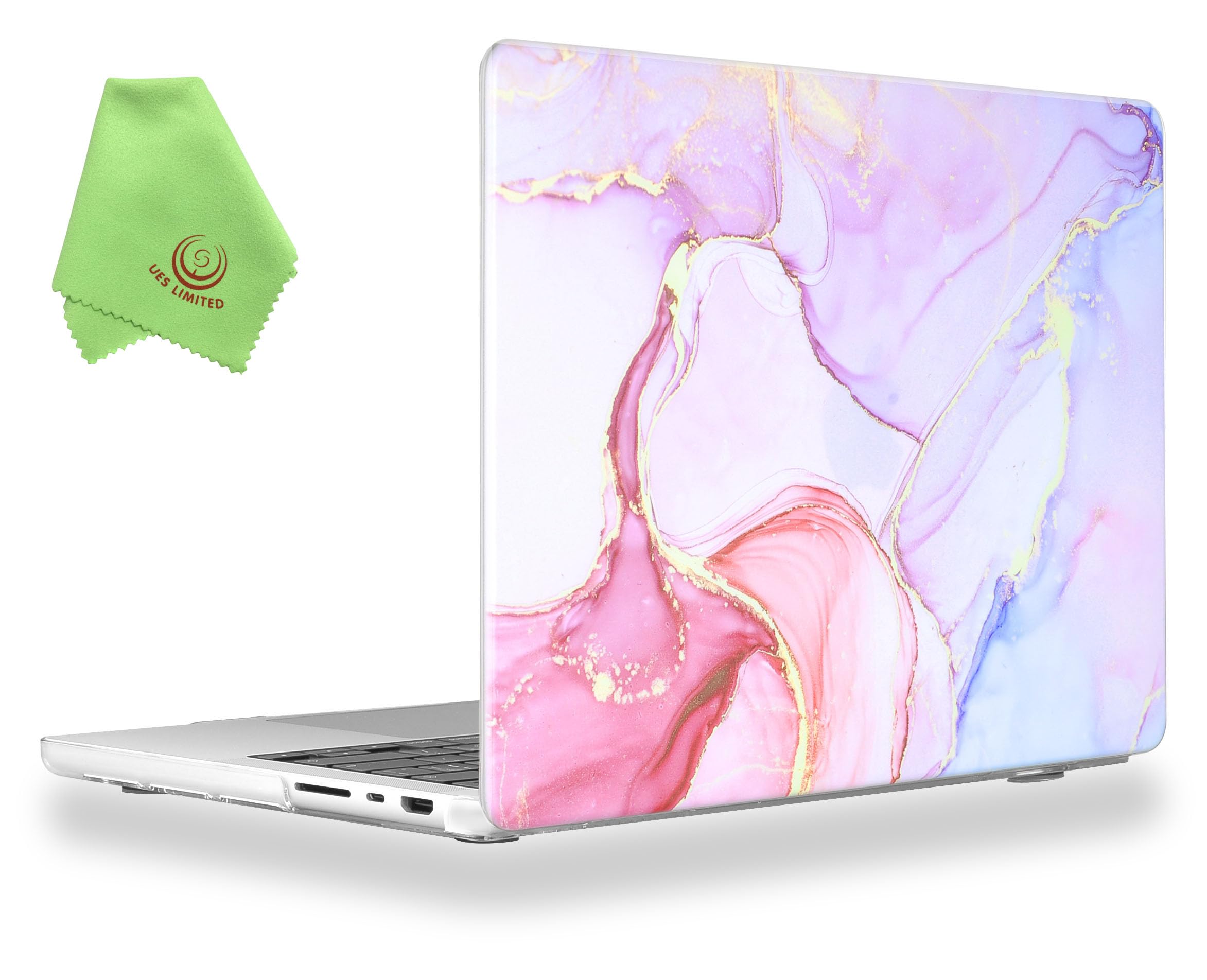 UESWILL Case Compatible with 2021-2026 MacBook Pro 16 inch M5 M4 M3 M2 M1 Pro Max chip, Creative Design Pattern Hard Shell Cover + Microfiber Cloth, Pink Marble