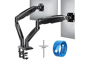 HUANUO Dual Monitor Stand - Adjustable Gaming Monitor Mount for Two 13 to 40 Inch Screens, Long Height Range, Sturdy VESA Mou