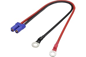 AAOTOKK EC5 to O Ring Terminal Cable,EC5 Female to O Ring Eyelet Terminal Plug Connector Cable 10AWG RC ESC Charger Side Power(40cm/15inch)