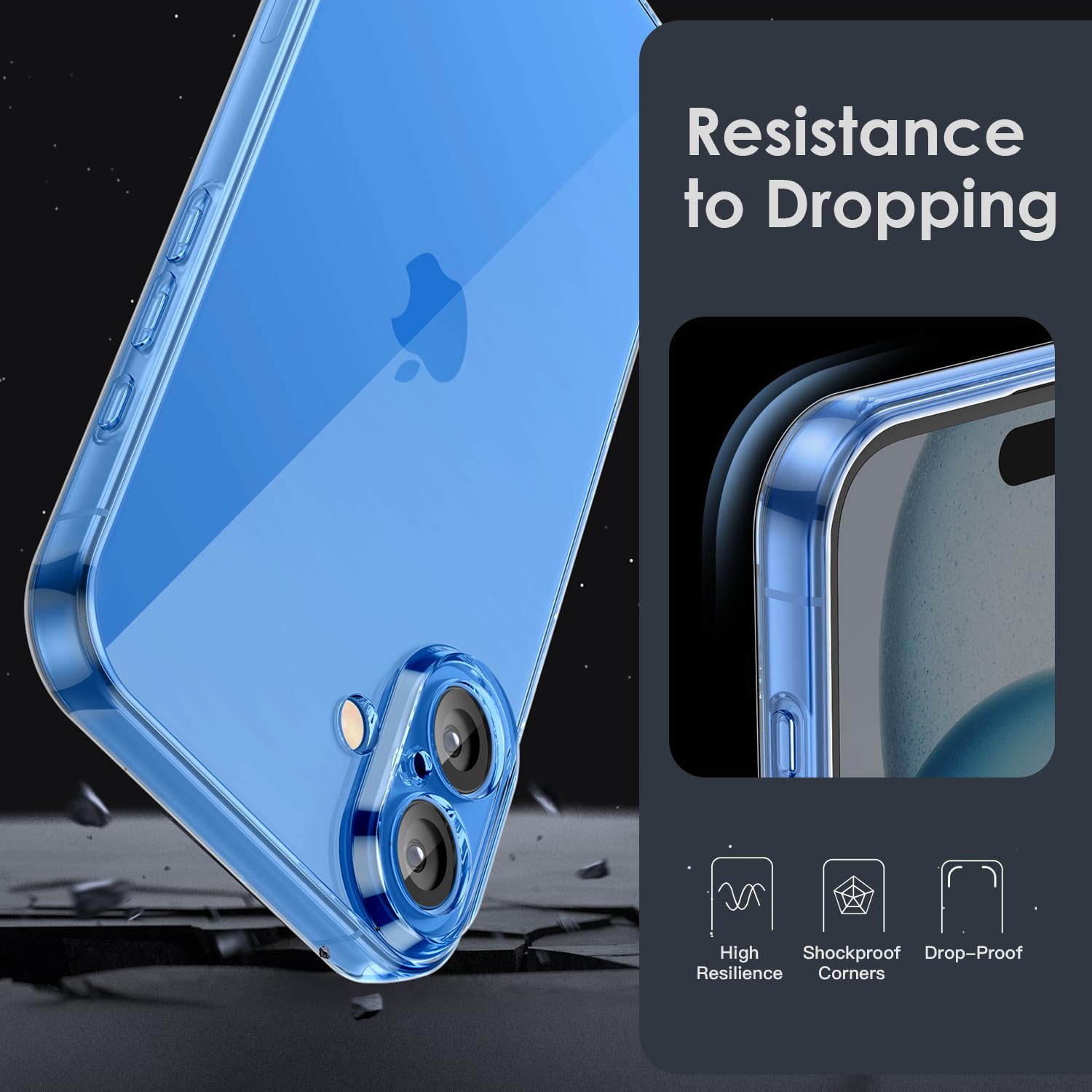 Shamo's Clear TPU Case for iPhone 16 – with Camera Protection, Ultra Slim, Shockproof, Anti-Yellowing, Scratch-Resistant, Wireless Charging Compatible, Enhanced Grip (for iPhone 16)