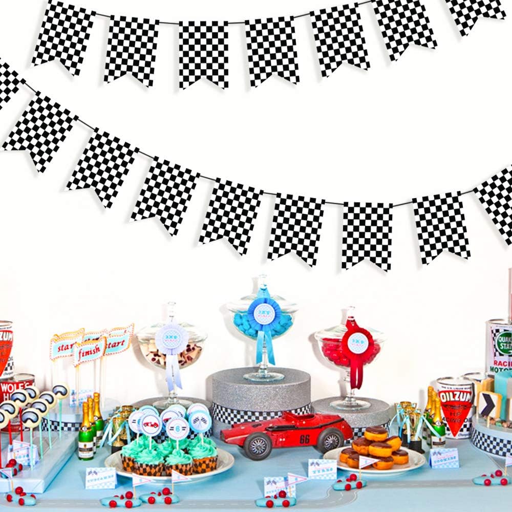 Checkered Black and White Banner, Race Flag Banner - Image 3