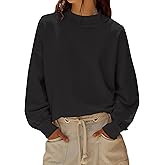 TERIVEEK Mock Neck Sweatshirt for Women Oversized Turtleneck Long Sleeve Hoodies 2025 Fall Casual Drop Shoulder Pullover Tops
