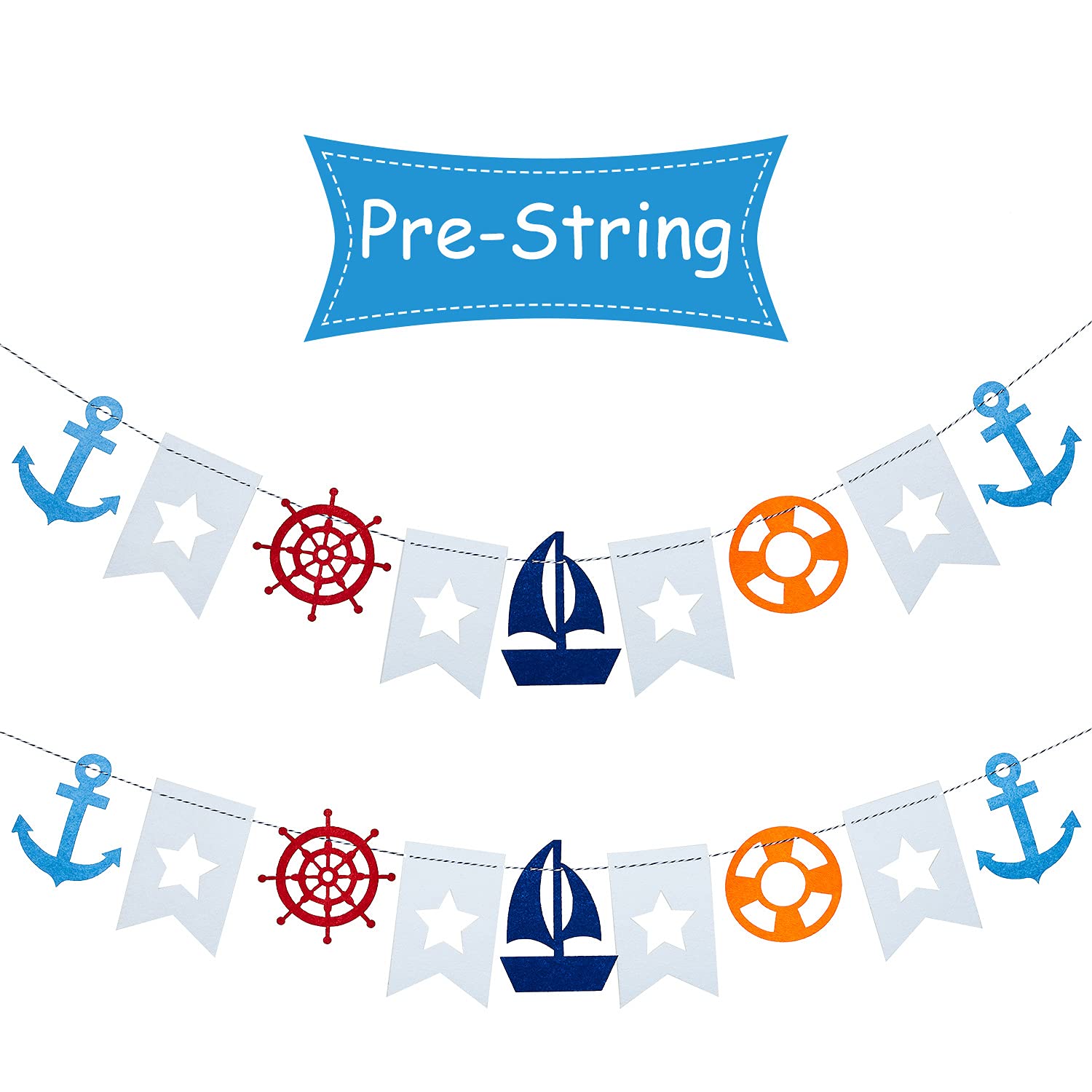 Boao 2 Pieces Nautical Bunting Banner Cruise Door Decorations Sailboat Yacht Lighthouse Bunting Garland for Nautical Themed Birthday Party Baby Shower Anniversary Decoration