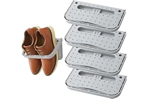 Wall Mounted Shoe Rack 4Pcs Shoes Holder Self-Adhesive Hanging Plastic RV Shoe Storage Creative Folding Storage Shelf for Bat