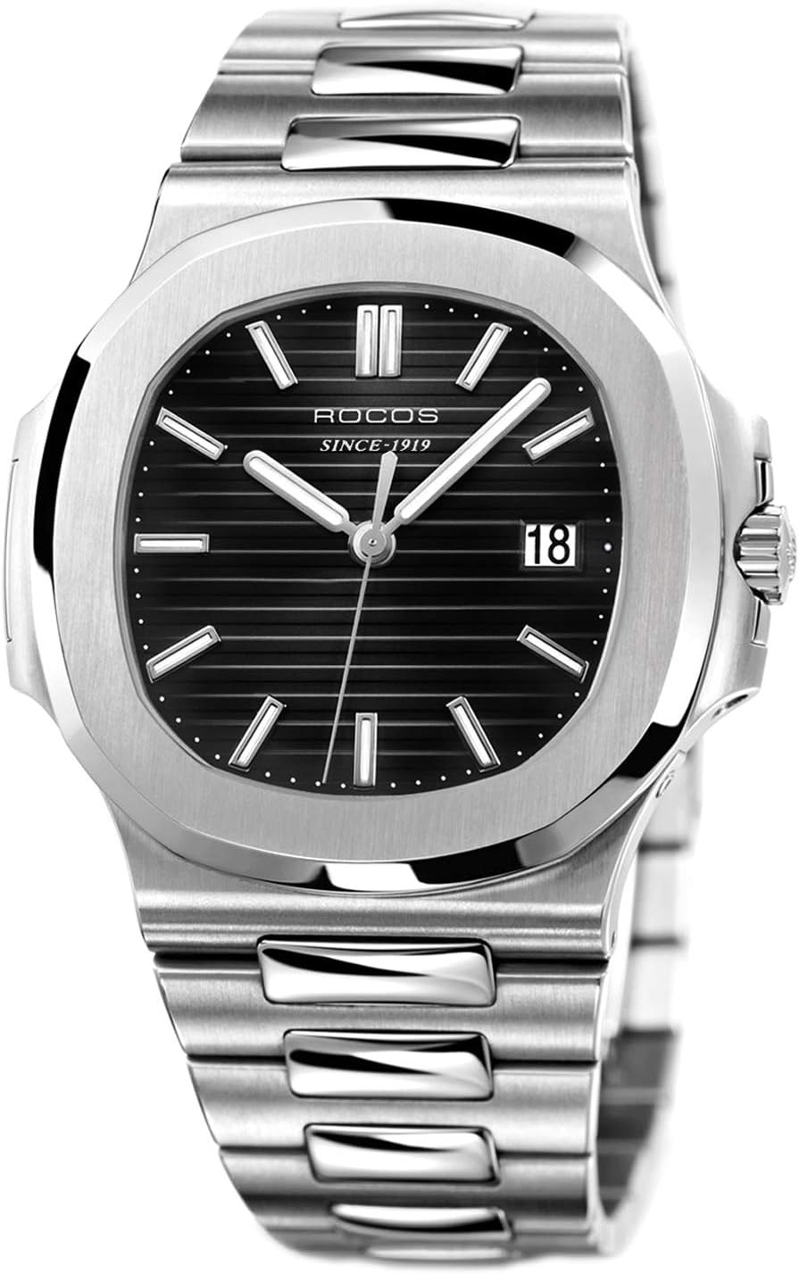 Men's Wrist Watches ROCOS Automatic Mechanical Watch for Men Waterproof Analog Watch with Genuine Leather Skeleton Luxury Classic Elegant Gift#R0139