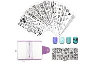 BeautyLeader 20 Pcs Nail Stamp Plates Set 15 Nail Art Plate 2 Stamper 2Scraper 1storage Bag Nails Art Stamping Plate Scraper Stamper Set Leaves Flowers Animal Nail Image Plate