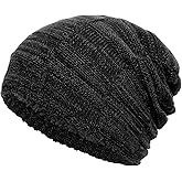 Fzxdfg Slouchy Beanies Lightweight Warm Beanies Fleece Lined Hat Unisex Soft Cuffed Thick Knitted Winter Hat Stocking Cap for Men Women Gifts for Cold Weather Black