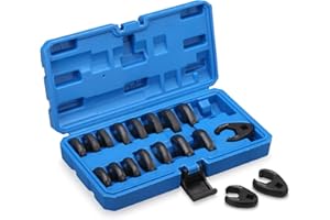 ARUCMIN 3/8" Drive Crowfoot Flare Nut Wrench Set,18-Piece Chrome Vanadium Steel Crows foot Wrench Set SAE & Metric 3/8"-7/8" and 10-22mm with Organizer Box