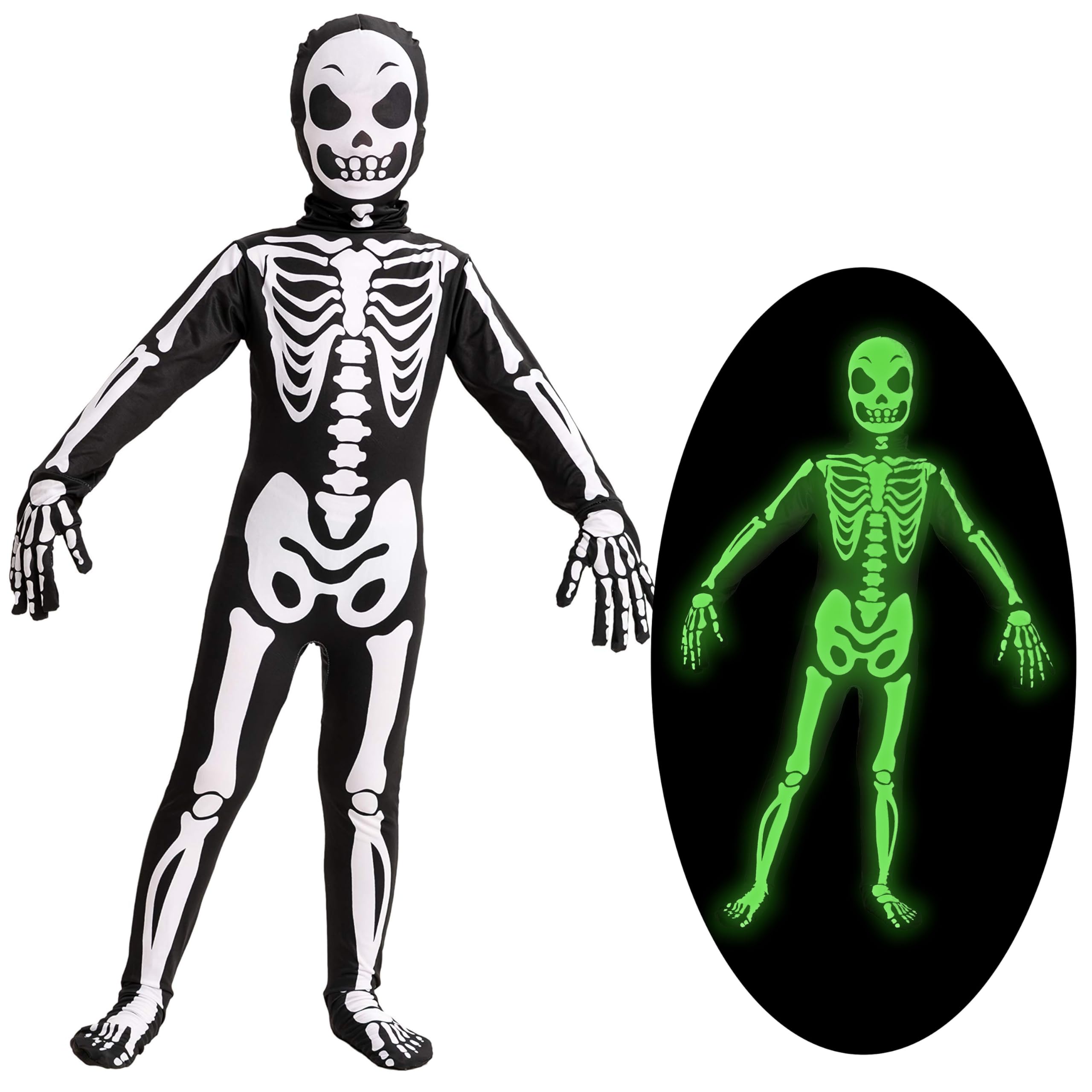 Photo 1 of Spooktacular Creations Boy Halloween Skeleton Costume, Halloween Skeleton Costume for Kids, Bone Outfit, Bone Jumpsuit