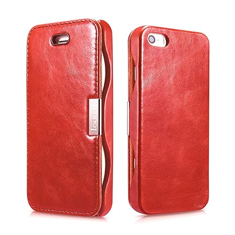 Luxus Tasche für Apple iPhone SE , iPhone 5S und iPhone 5 / Case Außenseite aus Echt-Leder / Innenseite aus Textil / Schutz-H