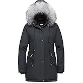 Soularge Women's Plus Size Winter Insulated Parka Coat with Faux Fur Hood