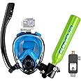 GOYOJO Lung Tank Sub Mask- Mini Scuba Tank and Snorkel Mask Combo, 0.5L Portable Scuba Gear with 6-10 Mins of Underwater Breathing, Underwater Breath System