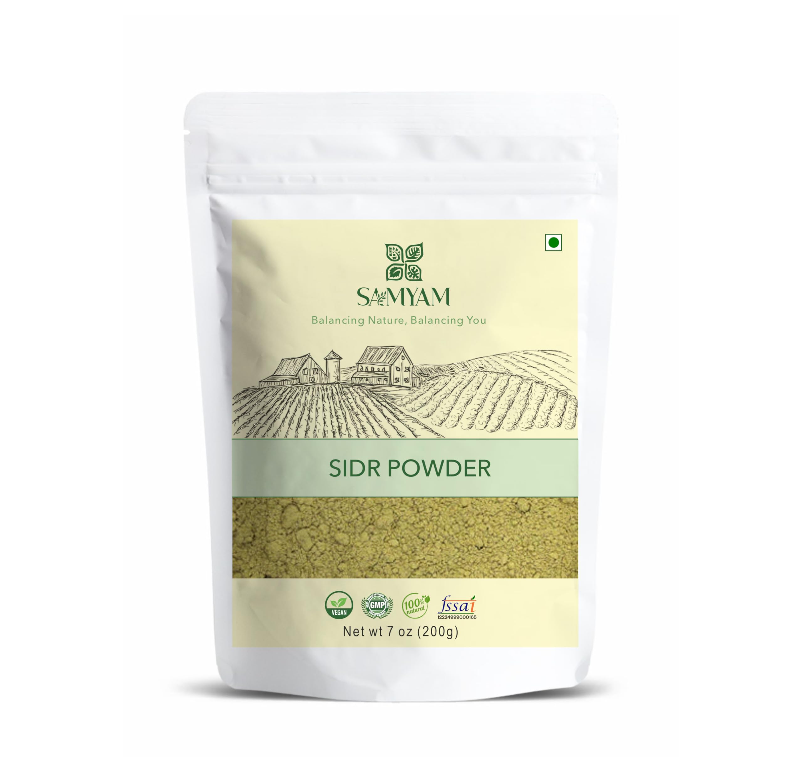 SAMYAM Natural Sidr/Jujube Powder - 200g Pack | Natural Hair and Body Cleanser, Herbal Soap