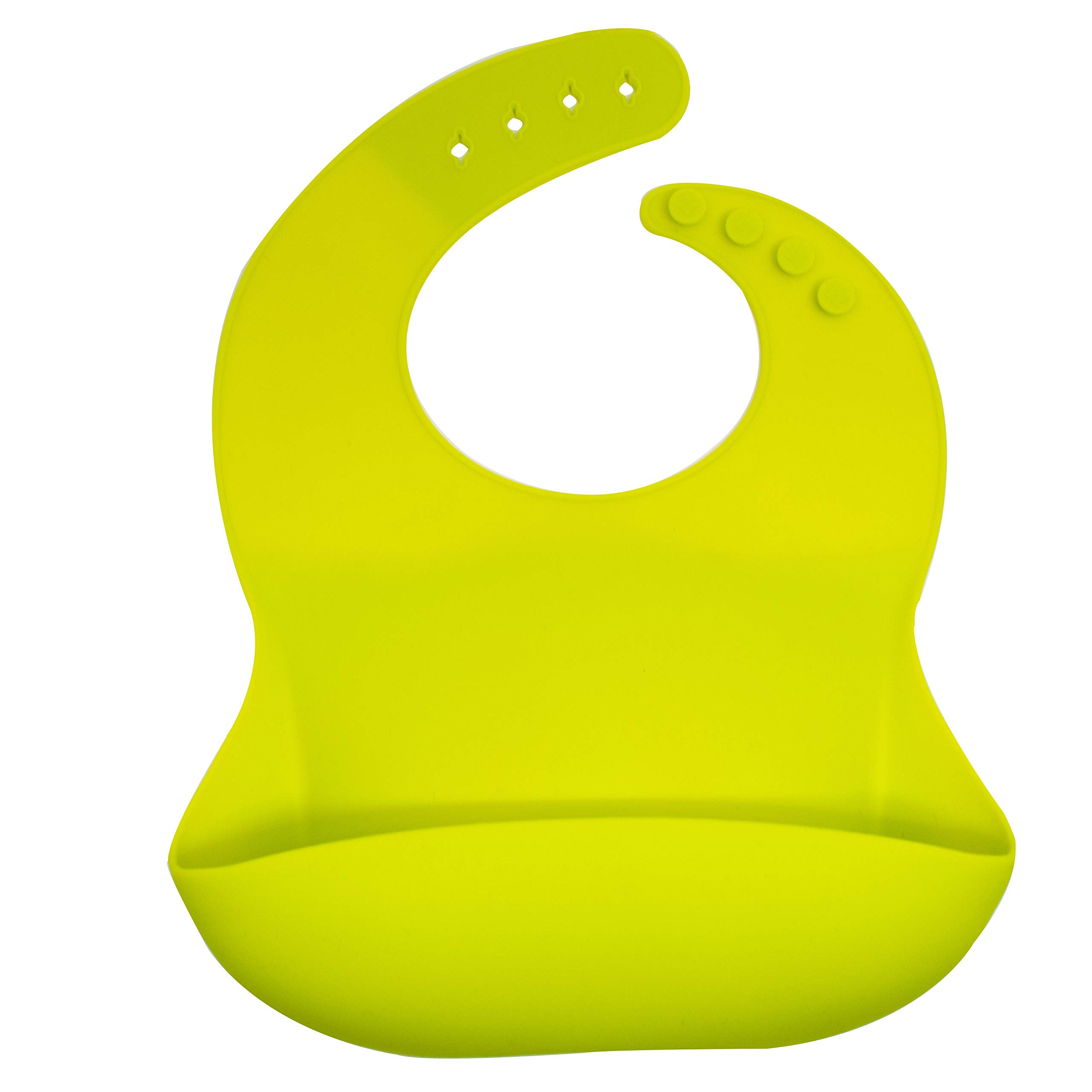 Callowesse Baby Long-Lasting Durable Silicone Bib with No Mess Food Pouch, Adjustable Collar, BPA-Free, Dishwasher Safe, Bright Colours to make mealtimes fun- (1, green)