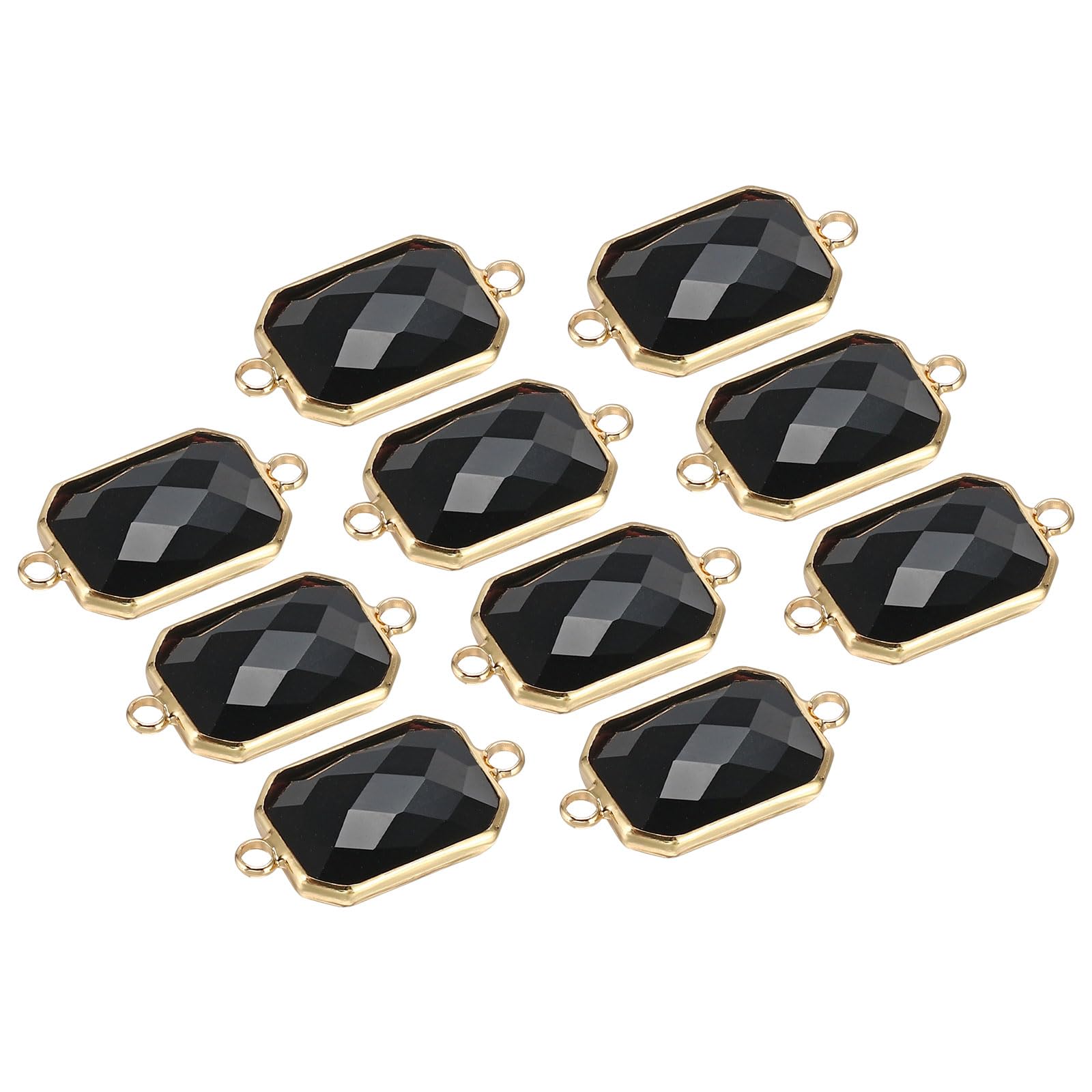 PATIKIL Birthstone Connector Link, 10Pcs Diamond Clear Charm Links, Rectangle Glass Findings Crystal Bead Link for Drop Dangle Pendants,