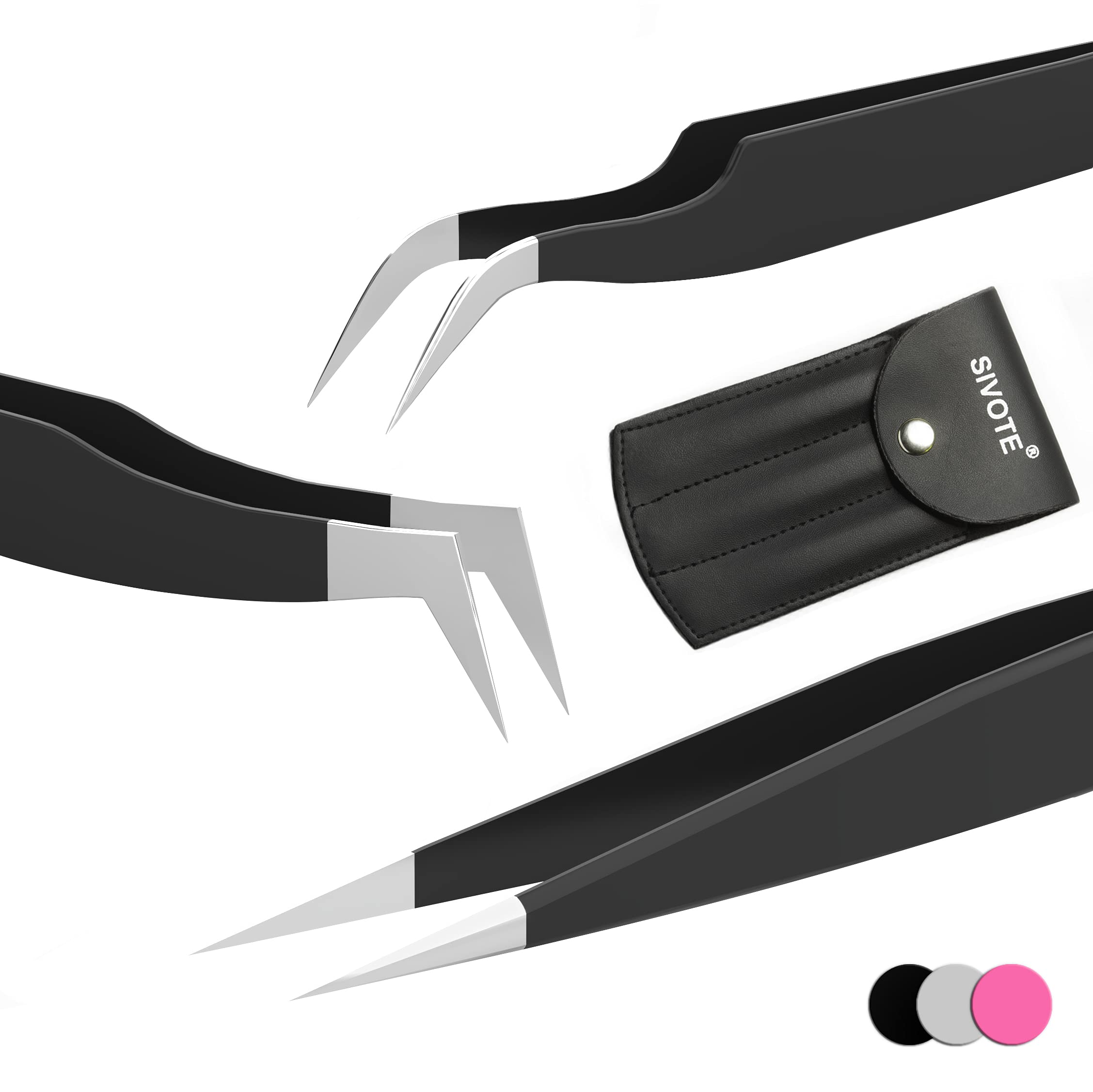 Photo 1 of SIVOTE Lash Tweezers for Eyelash Extensions for Volume, Isolation & Classic Lashes, 3 Pack, Black
