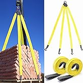 Vincreem 3 Pcs 6ft Lift Sling Straps with Hook 6000lb Four Leg Bridle Web Sling 2 Pcs Lifting Straps Heavy Duty 8900 Lbs Polyester Rigging Strap for Factory Construction Mining Port Towing Cargos Car