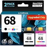 68 Ink Cartridges Black Color Combo Pack Remanufactured Replacement for HP 68 Ink 68 XL 68e Compatible with HP Envy 6155e 6555e Series Printers 6152e 6165e 6558e 6552e (2 Pack, 1 Black, 1 Tri-Color)