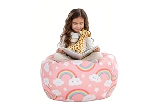 Nobildonna Stuffed Animal Storage Bean Bag Chair Cover Only for Kids Girls Toddler, Large Beanbag Chair Without Filling for Organizing Children Soft Plush Toys