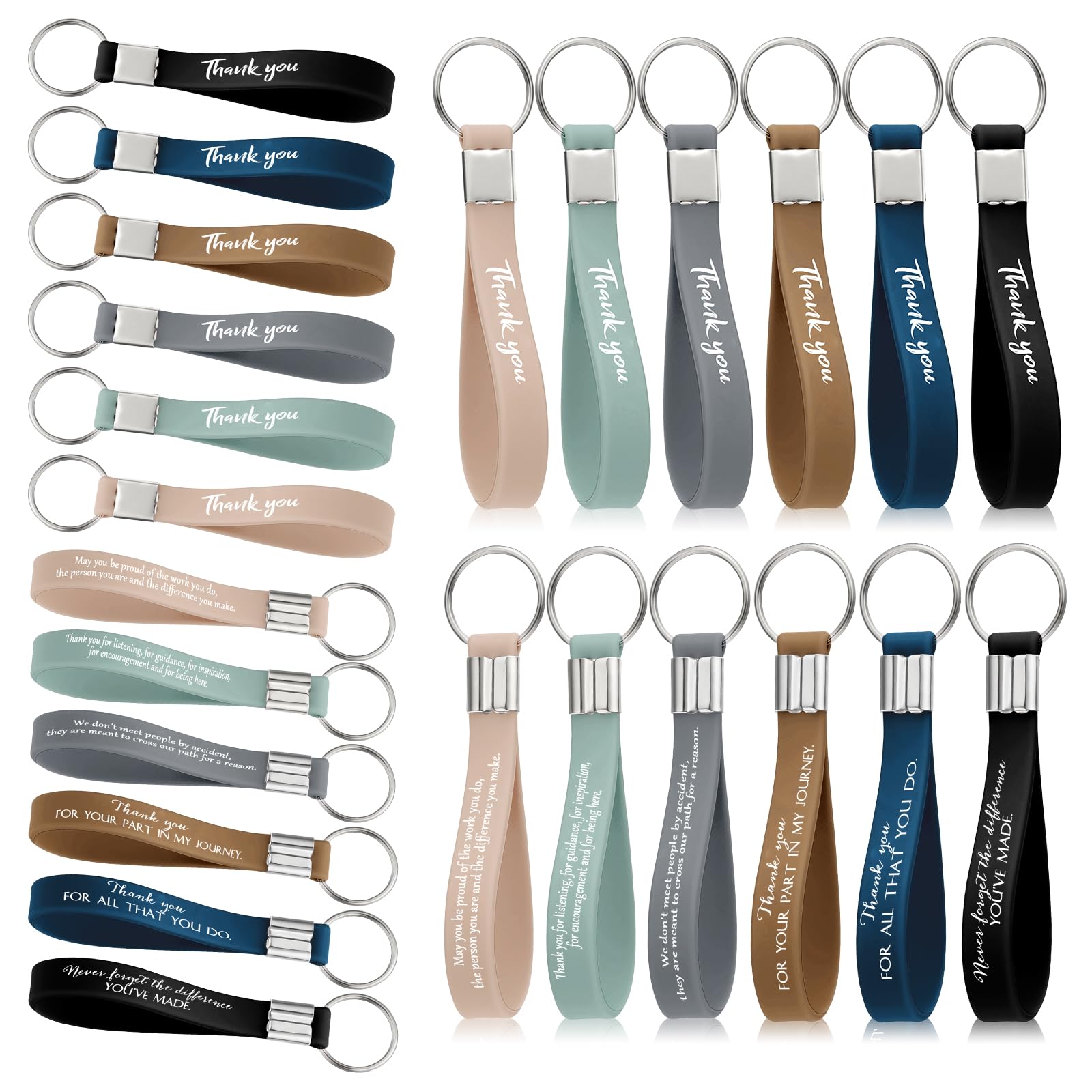 Photo 1 of Fumete 24 Pcs Thank You Keychains Bulk Silicone Appreciation Key Chains for Employee Teacher Back to School Gifts(Modern)