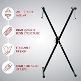 Crystals Single Braced X Frame Music Keyboard Stand and Chair Set Black view 6