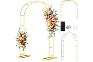WellSign Wedding Arch 6.6FTx3.5FT, Garden trellis for climbing plants outdoor, Gold Metal Pergola Arbors for Flower Arch Archway, Assemble Freely 3 Sizes for Party Decoration,Garden Wide Arbor Trellis