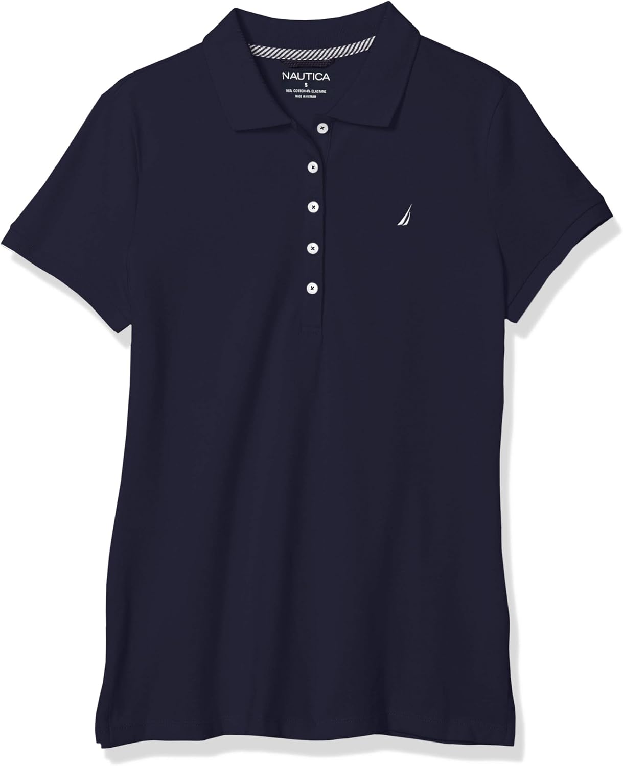 Nautica Women's 5-Button Short Sleeve Breathable 100% Cotton Polo Shirt at  Women’s Clothing store